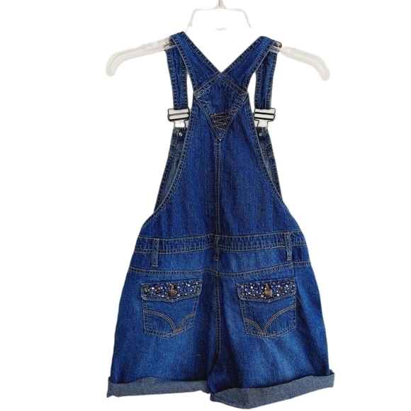 VTG Bib Overall Denim Shortalls Y2K 90's Small Medium ? Embellished Cutoffs - Picture 8 of 14